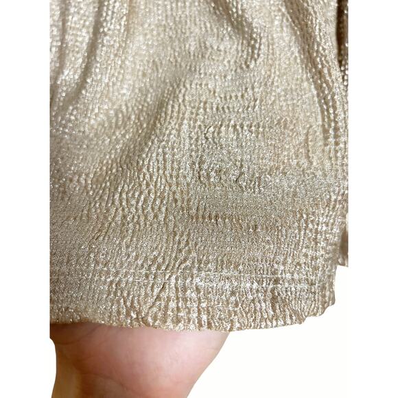 Anthropologie Pins & Needles Metallic Gold Mini Skirt Size Medium - Picture 3 of 6